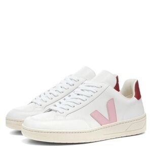 Veja Cream Sneakers with Pink Details